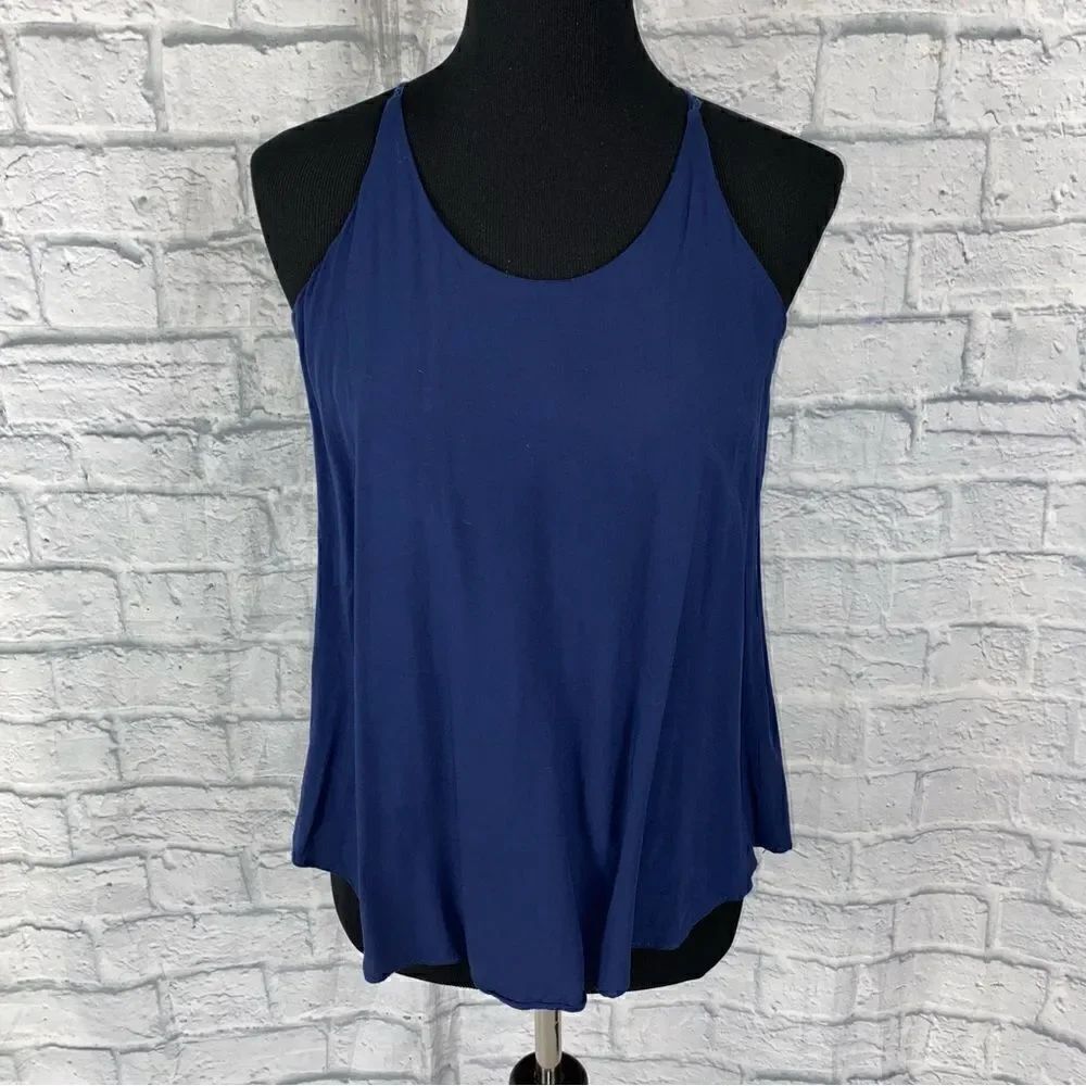 By & By spaghetti strap tank blouse navy blue sz S